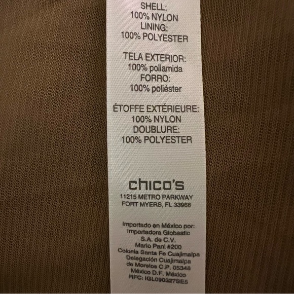 CHICO’S TOP, Size 0 / S, Tan & Brown Long Sleeve Animal Print Off the Shoulder - Picture 11 of 12